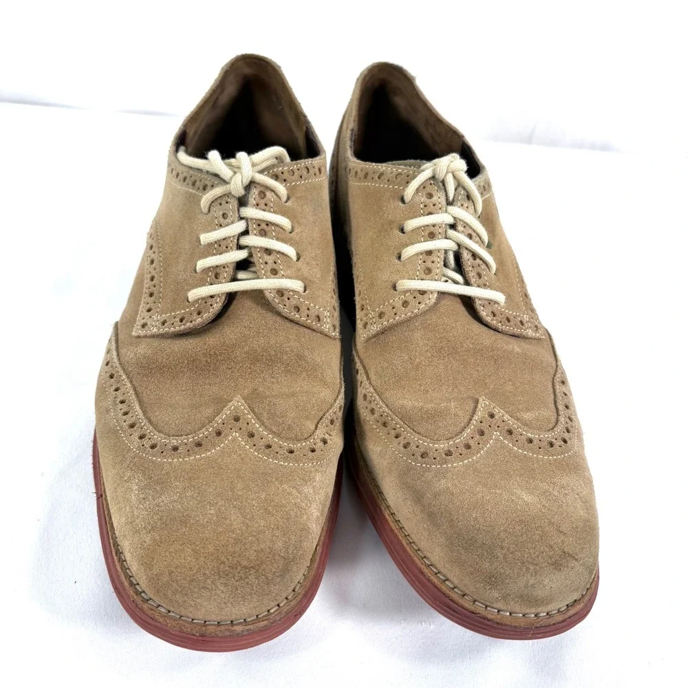 Cole‎ Haan LunarGrand Wingtip Oxford Tan Suede C10228 Mens 10.5 M